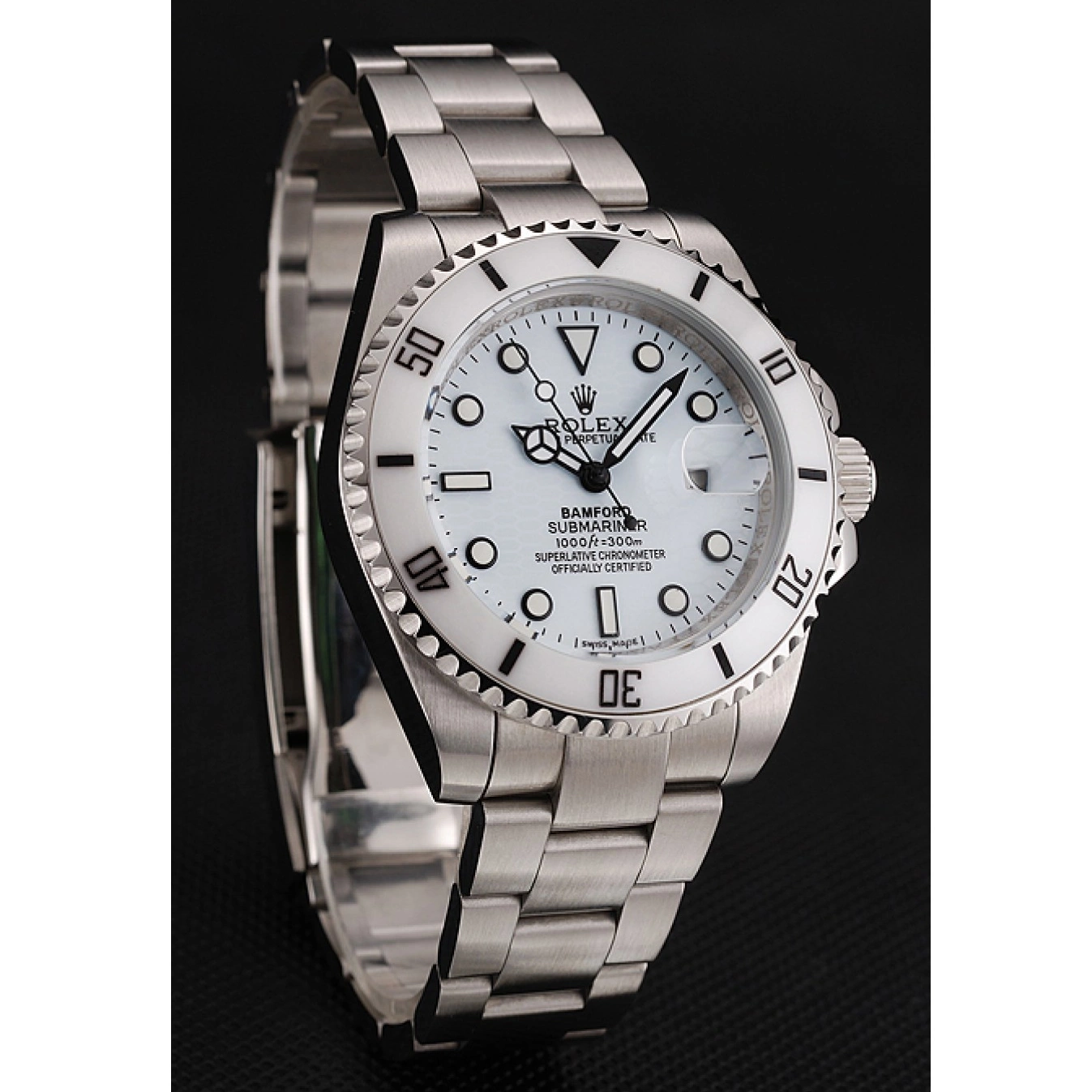 Rolex aaa copy Swiss White Steel Bamford Rolex Dial Bracelet Stainless 1453978 Submariner 0703